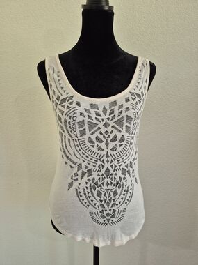 White Sleeveless Laser-Cut Tank Top